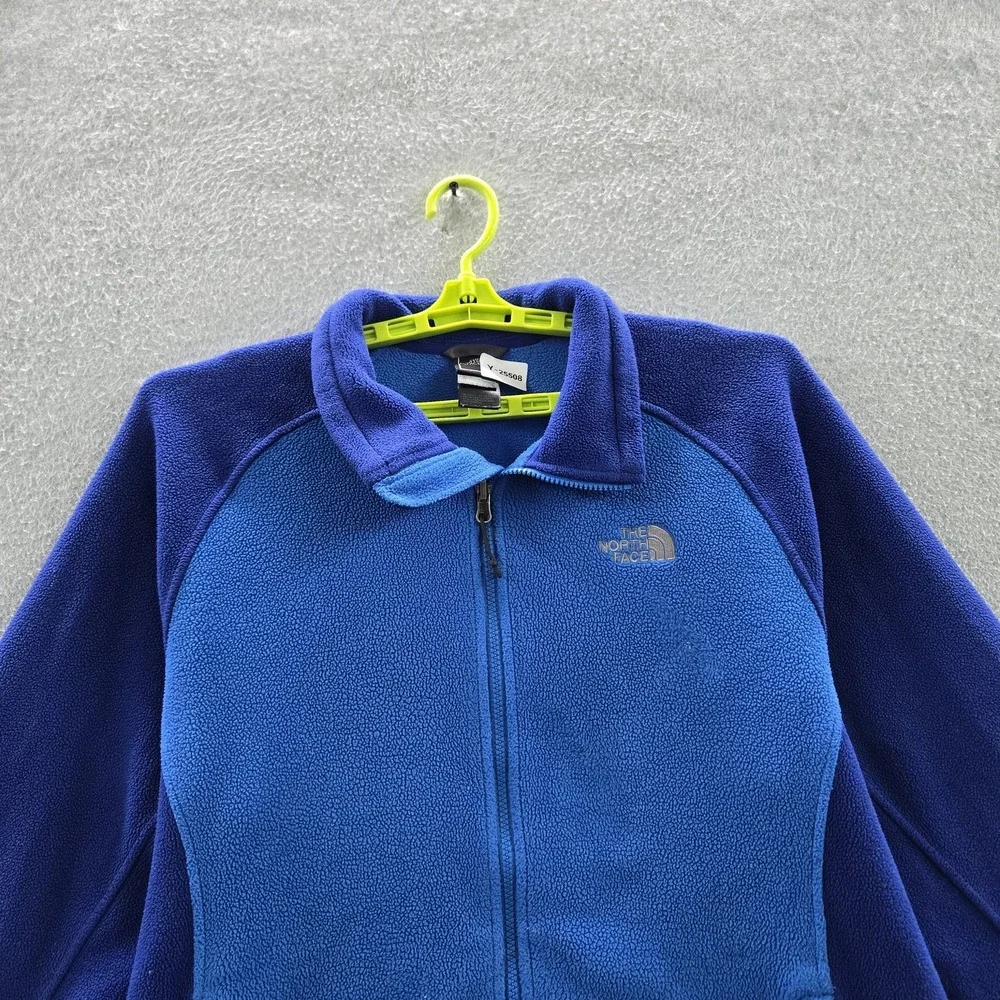 The North Face Men Jacket L Blue Fleece Activewear Logo Zipper Long Sleeve READ